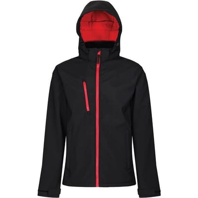 Regatta Venturer Jas met Kap en Zachte Shell Jas voor heren (Zwart/Klassiek Rood)