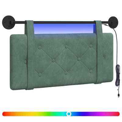 vidaXL - Hangend - hoofdbord - Met - LED-verlichting - Zeegroen - Fluweel