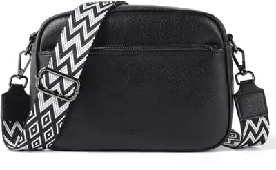 TAN.TOMI Dames Schoudertas – Trendy Damestas – Bag Strap – Kleine Schoudertas met Ritssluiting – Crossbody Tas - Tassenriem - Zwart