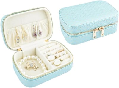 Juwelendoos - Sieraden opberger - Reizen en opbergen - Compact en waterafstotend - 12 cm - Blauw