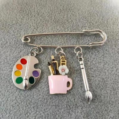 Persoonlijkheid Broche Schilder Hanger Palet Schilderij Penseel Charme Broche Leraar Student Creatieve Sieraden Geschenken gray