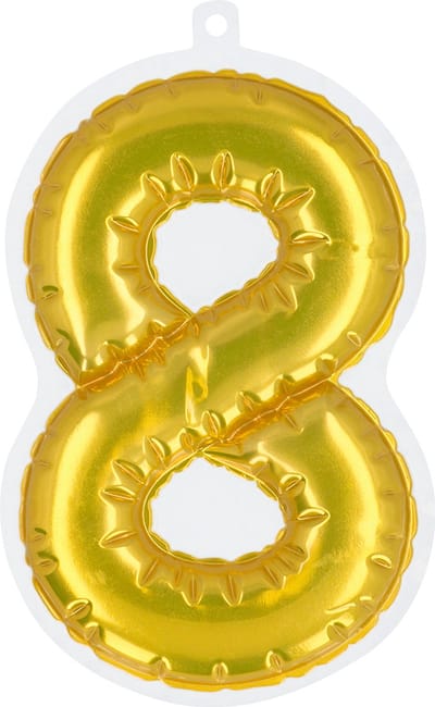 Boland - Sticker Folieballon '8' goud Goud - Black & Gold - Black & Gold - Verjaardag - Jubileum - Raamsticker - NYE