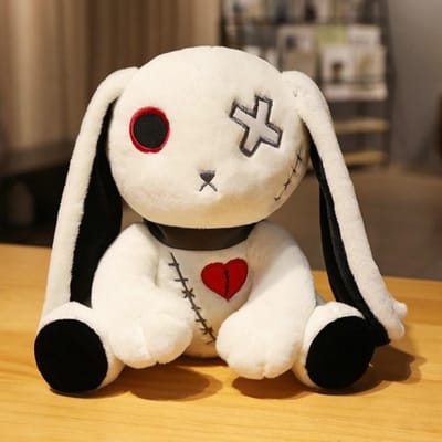 Spookachtig Gotisch Knuffelkonijn Pluche Speelgoed Spookachtig Gotisch Konijn Knuffeldier Schattig Horror Vreselijke Pop Voor Kinderen Halloween Cadeau 20cm black