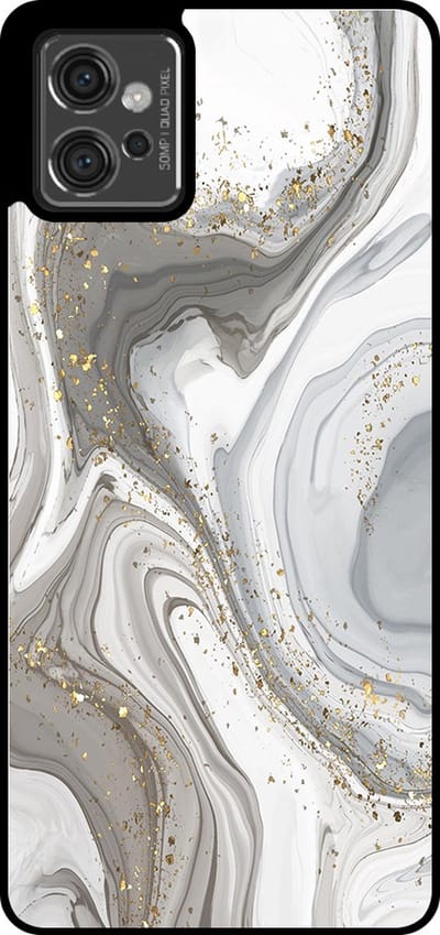 Smartphonica Telefoonhoesje Geschikt voor Motorola Moto G32 met marmer opdruk - TPU backcover case marble design - Zilver geschikt voor Motorola Moto G32