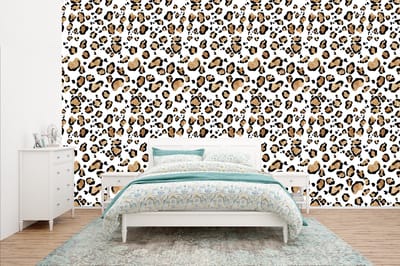 Behang - Fotobehang Panterprint - Bruin - Patronen - Breedte 400 cm x hoogte 240 cm