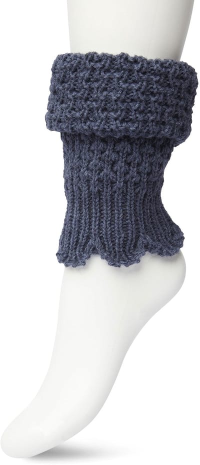 Bonnie Doon Honeycomb Boot Top Dames Blauw - Korte Beenwarmer - Honinggraatmotief - Heerlijk warm - Boven de Laarzen/Wandelschoenen/Sneakers - Warme Enkels - Wol - Grof Gebreid - Jeans - Gemeleerd - Grijs/Blauw - Jeans Heather - BN351789.108