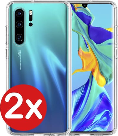 Hoesje - 2 Stuks - Geschikt voor Huawei P30 Pro - Sterk & Shockproof - Telefoonhoes - Back Cover - Case Siliconen - Telefoon Hoes - Transparant
