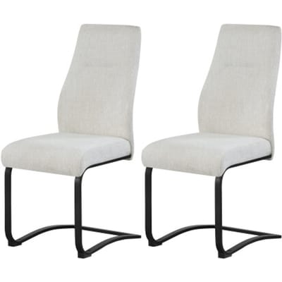 Tina eetkamerstoel set van 2 in crème - Comfortabele designstoel met pocketvering - 43cm