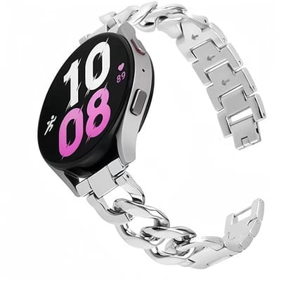 By Qubix - Geschikt voor Garmin bandje - 18mm - Geschikt voor Garmin Venu 3s / Vivoactive 4s / Venu 2s / Vivomove 3s / Forerunner 255s / 265s - Metalen ketting band - Zilver