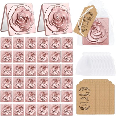 Compacte Spiegels - Rozen Feestfavorieten - Make-up Bijwerken - Vergroting van 3x - 40 Stuks - Roségoud