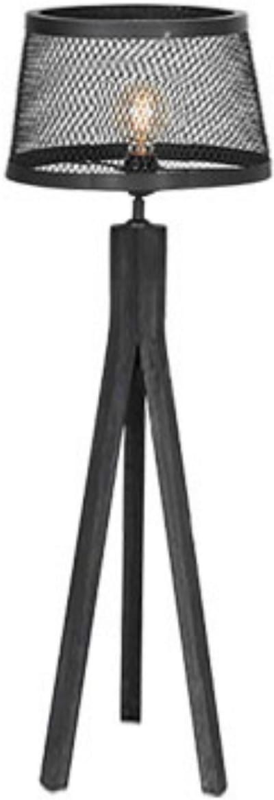 by Mooss - Vloerlamp - Hout - Metaal - Zwart - 140cm - Driepoot - Metalen kap - Industrieel - Landelijk - Woonkamer - Trendy - Hip - Stoer