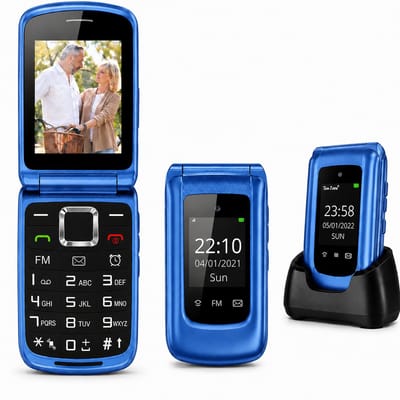 4G - Senioren Klaptelefoon - Met Simkaart Geleverd - Mobiele Telefoon - Grote Toetsen - Met Oplaadstation - Zwart met Zilver - Big button GSM