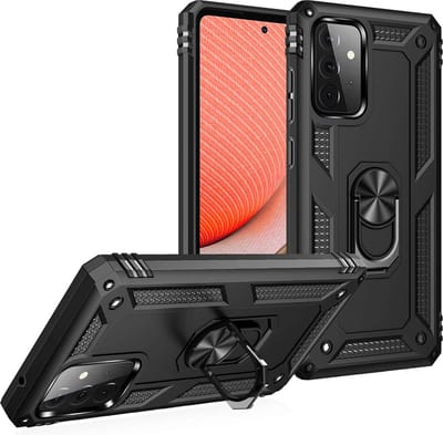 Ring Armor hoesje Geschikt voor Samsung Galaxy A73 5G - Zwart - Draaibare standaard - Magneet - ZT Accessoires