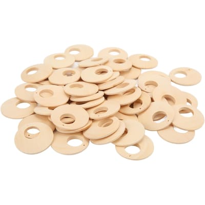 50 pièces Ébauches de boucles d'oreilles en bois Rond creux DIY Fabrication Facile à colorier Résistant à l'usure Léger Bijoux beige
