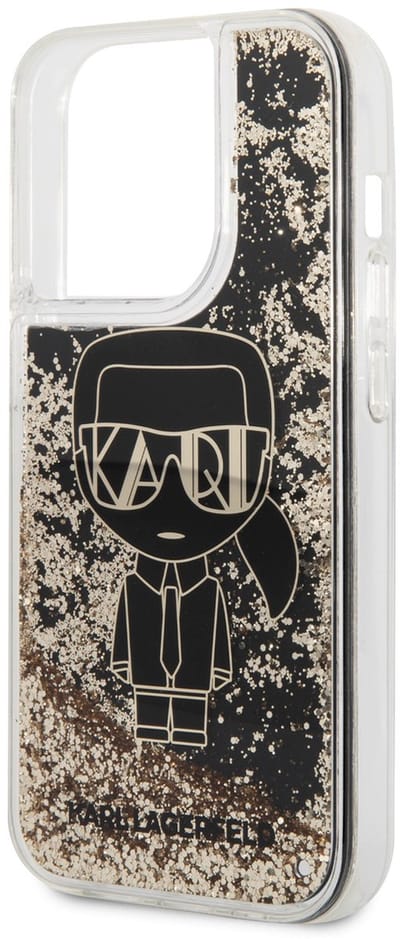 Karl Lagerfeld Back Cover Hoesje - iPhone 14 Pro - Zwart - Liquid Glitter - Schokbestendig