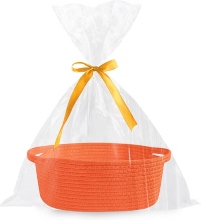 Gevlochten Cadeaumand Leeg met Strik en Zakje voor Relatiegeschenken