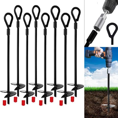Jayzod Earth Ground Anchor 38 cm Powerful Earth Snail Protection, Canopies, Tents, Swing Sets, Trampoline, Pack of 8, Adapter Not Included