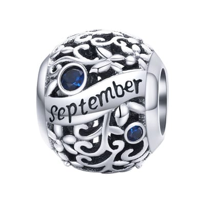 Geboortesteen maand September bedel | bedels voor armband | Donker blauw zirkonia | bedels beads cadeau | Zilverana | geschikt voor alle bekende merken | 925 zilver | moederdag