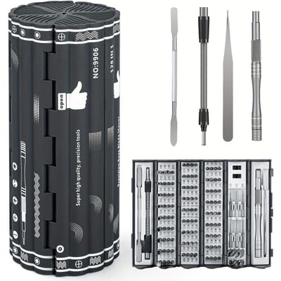 1 set 128-in-1 Precisieschroevendraaierset, Magnetische Schroevendraaierset met Flexibele As, Professionele Magnetische Reparatiegereedschapset voor Computer gray