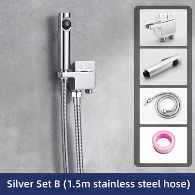 Robinet de bidet de toilette en cuivre, ensemble de pulvérisateur de toilette à main, pistolet de pulvérisation haute pression, douche hygiénique, accessoires de nettoyage de salle de bain G1/2