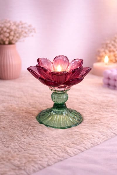 Kaarshouder ‘Bloom’ – Sfeervolle bloemenpracht in glas | Viva Femme | Kaarsen | Waxinelichthouder | Decoratie | Cadeau | Wonen | Lente | Moederdag
