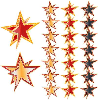 Dailygoods- Ster 3D Decoratie - 24 Stuks - Papier - Feestbenodigdheden - Filmavond - Verjaardag - Afmetingen 200 mm - Tafeldecoratie
