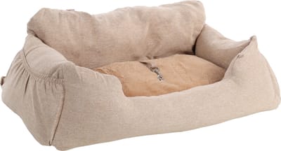 Autostoel hond – Flamingo Autostoel Megan Beige – 82x60x15cm – veilig & comfortabel achterbankmodel – wasbare hoezen en antislip bodem