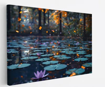 Saammp Canvas Schilderij - Natuur - Waterlelies - landschap - 45x30 - Foto op canvas - Wanddecoratie - Muurdecoratie Woonkamer - Slaapkamer decoratie - Canvas Print