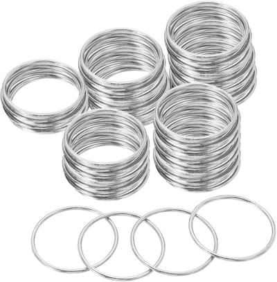Metalen O-ringen, O-ring gesp naadloze gelaste ronde ringen voor tassen portemonnee riemen hardware DIY Craft hondenriemen, zilver, 50mm/2"