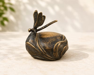 Bronzen urn - mini urn met libelle - Bronzartes - 7 cm hoog
