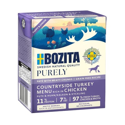 Voordeelpakket: 24x370g Bozita Purely Paté Puppy & Junior Kalkoen natvoer voor honden