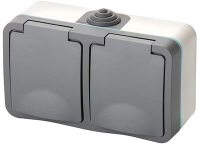 Dubbel Stopcontact - Waterdicht Stopcontact - Elektrische Aansluiting - IP54 Waterdicht - 17.2 x 7.9 x 5.8 cm - null