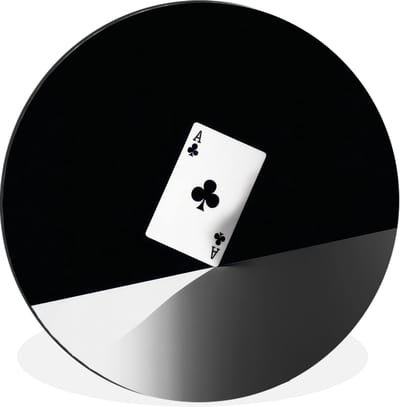 WallCircle - Wandcirkel - Muurcirkel - Speelkaart - Klaver - Abstract - Zwart - Aluminium - Dibond - 30x30 cm - Binnen en Buiten