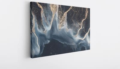 Saammp Canvas Schilderij - Marmer met goud - Abstract kunstwerk - 30x20 - Foto op canvas - Wanddecoratie - Muurdecoratie Woonkamer - Slaapkamer decoratie - Canvas Print