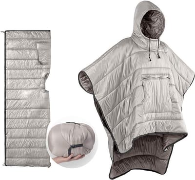 Slaapzak Mantel Winter Camping Poncho Draagbare Deken Luie Quilt Lounge Deken Warm Jas voor Mannen Vrouwen met Capuchon Slaapzak voor camping