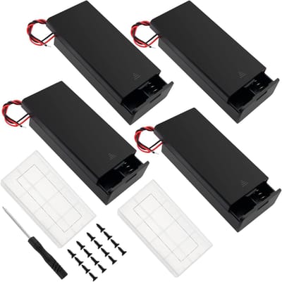Batterijhouders - Batterijdozen Houder - Elektronica Projecten - Met Aan/Uit Schakelaar - 4 Stuks - Zwart
