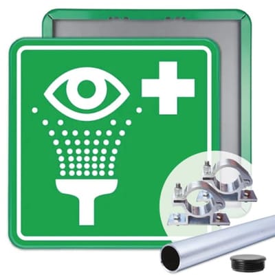 Oogdouche bord 40x40 cm - Bevestiging: Met paal 150 cm + paalbeugels + paaldop