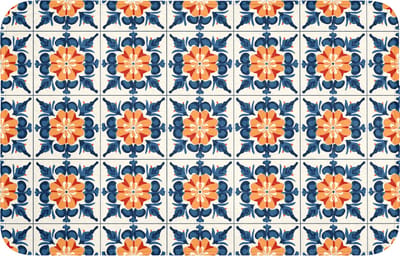WC mat 80x50 cm - Antislip - Traditioneel - Tegel - Oranje - Toiletmat - Vloermat - Douchemat - Toilet tapijt - Toiletmatten