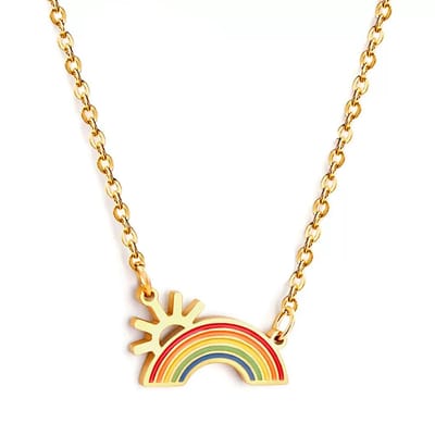 WeLoveSilver - ketting met hanger - regenboog zon - 45 cm