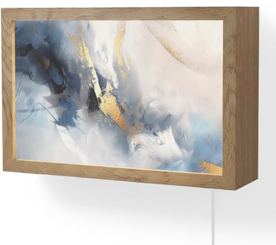 Wandlamp 30x20 cm - Oplaadbaar - Blauw - Modern - Marmer - Abstract - Goud - Wandlampen binnen woonkamer - Slaapkamer lamp met kabel - Decoratieve nachtlamp - Vloerlamp snoer