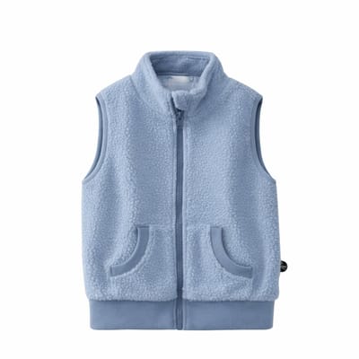 Ducksday - fleece bodywarmer voor kinderen - teddy sherpa - unisex - Lichtblauw - maat 92/98 - 2 jaar - PFAS vrij