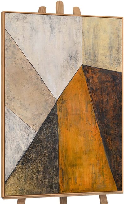 Canvas schilderij 120x80 cm handgeschilderd ontmoeting van vlakken – YS-Art Gallery – Lijst: Hout – Luxe wanddecoratie