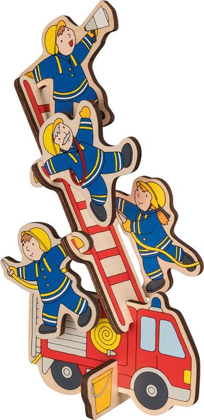 Puzzel: DE BRANDWEER 30x21x0,8cm, 9-delig, hout, puzzelstukjes blijven rechtop staan, 2+