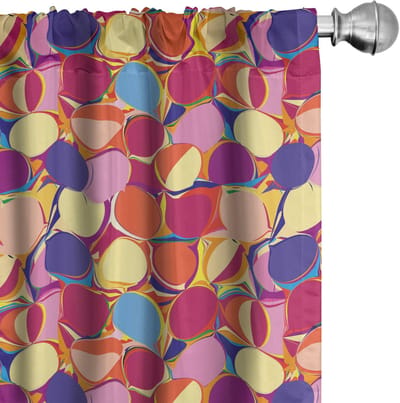 ABAKUHAUS Kleurrijke Voorhangen – Grunge Cirkel – 2x75x225 cm – Microvezel