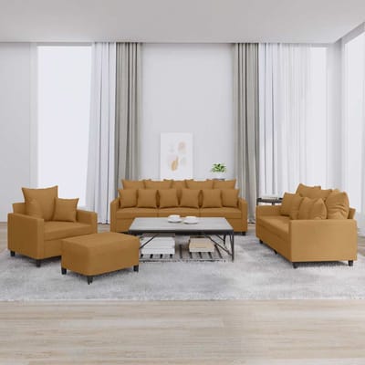 vidaXL - 4-delige - Loungeset - met - kussens - fluweel - bruin
