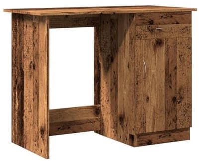 Bureau 100x50x76 cm van gekerfd hout - Moderne schrijftafel met lade
