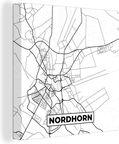 Canvas Schilderij Nordhorn - Kaart - Stadskaart - Plattegrond - 20x20 cm - Wanddecoratie