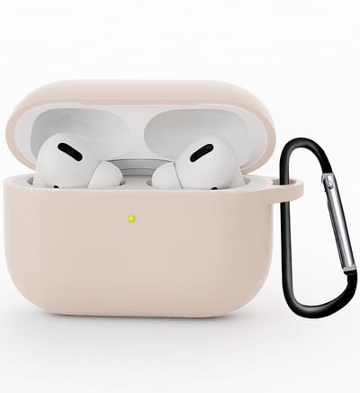 Hoesje Geschikt voor Apple Airpods Pro 3 - Siliconen Hoes met Clip - Silicone Case Cover - Zand