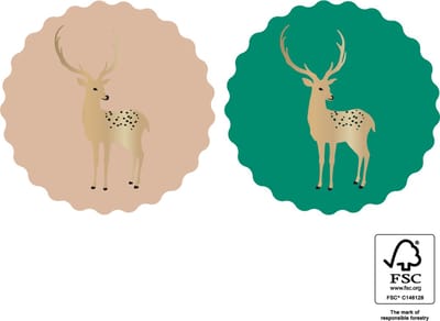 30 Cadeaustickers: Goudfolie hert- Ronde sticker 55 mm- Cadeauversiering- Sluitzegel- Traktatiesticker- Wensetiket - Kerst