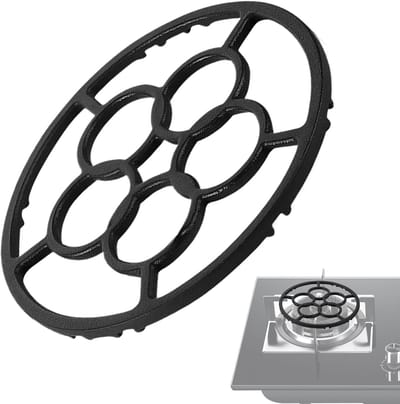 Wok Ring - Panhouder Onderzetter - Stabiel Koken - Gietijzeren Constructie - 18.2 cm Diameter - Zwart
